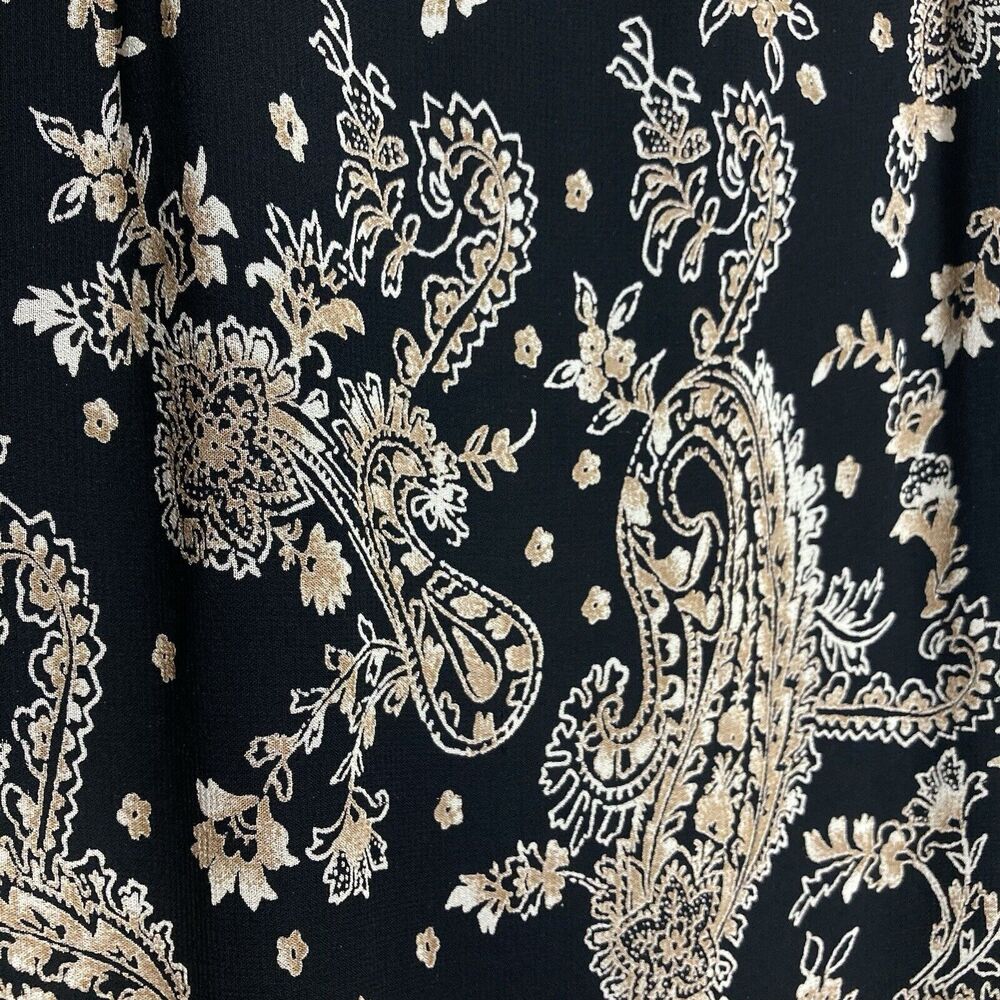 JM Collection Maxi Skirt Womens 10 P Black White Floral Paisley Boho Slit Modest - Picture 6 of 8